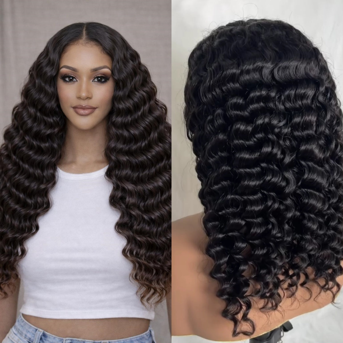 4x4/5x5 TRANSPARENT LACE CLOSURE PRE-PLUCKED DEEP WAVE WIG