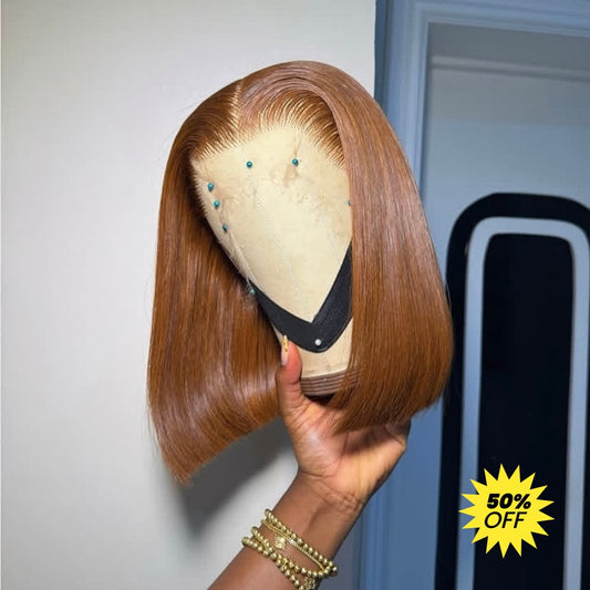 HD Lace Pre-Plucked Hairline Copper Brown Silky Straight Bob 13x6 Wig