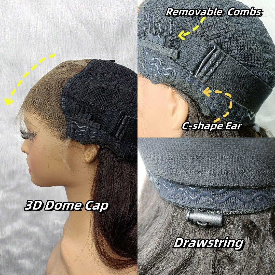 HD LACE 3D Dome Cap 9x6 Super Preplucked with Drawstring Wig Burmese Curls