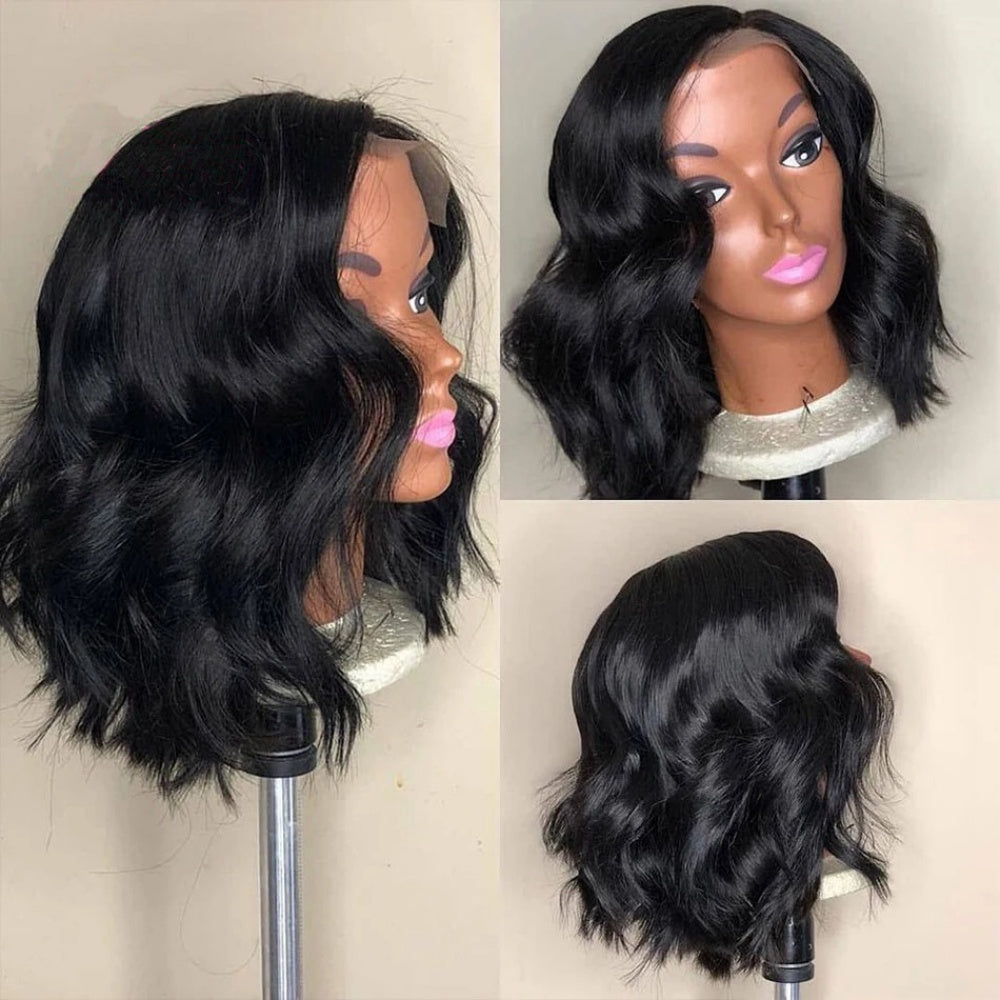 FULL TRANSPARENT/HD LACE PRE-PLUCKED BODY WAVE BOB HUMAN HAIR FULL LACE WIG