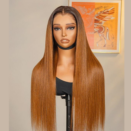 “M” Shape  Hairline 13X4/13X6 Transparent Lace Front Wig Ombre Colored Straight