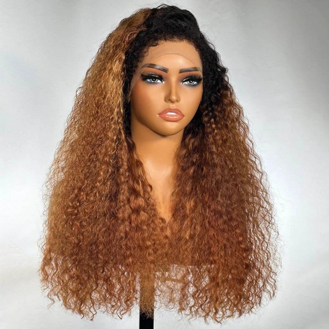 13X6 TRANSPARENT/HD LACE CURLY EDGES OMBRE COLOR CURLY WIG