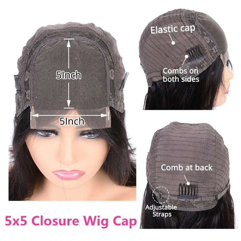 BYE-BYE KNOTS HD LACE 5X5 CLOSURE LACES WIG / Ombre Brown Body Wave