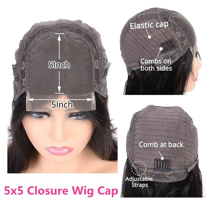 BYE-BYE KNOTS HD LACE 5X5 CLOSURE LACES WIG / Ombre Brown Body Wave