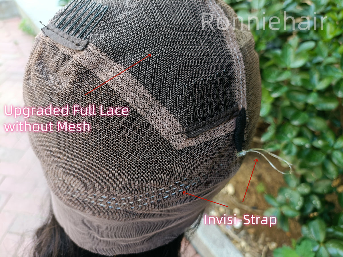 UPGRADED FULL LACE (WITHOUT MESH) TRANSPARENT LACE Curly INVISI-STRAP WIG