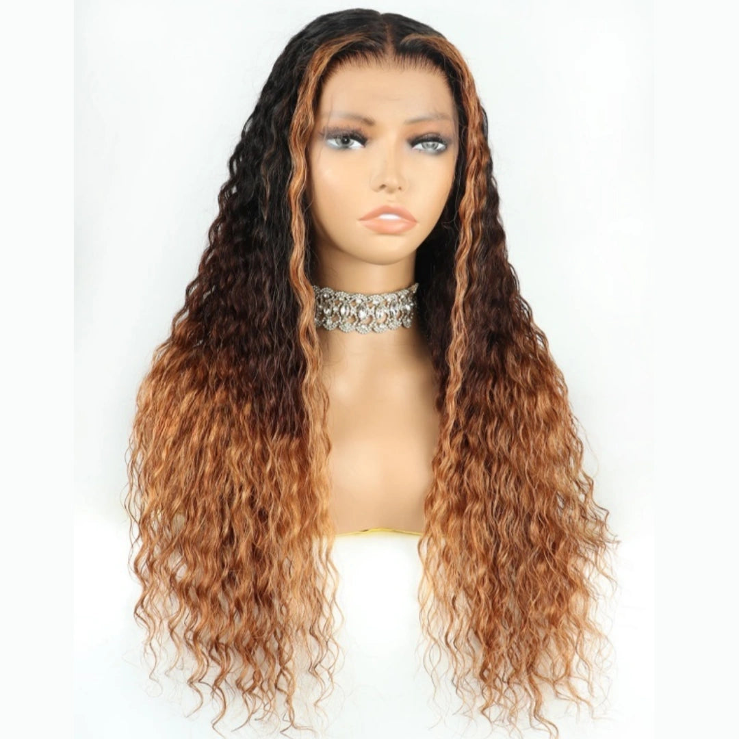 HD LACE 3D Dome Cap 9x6 Super Preplucked with Drawstring Wig Ombre Colored Natural Wavy