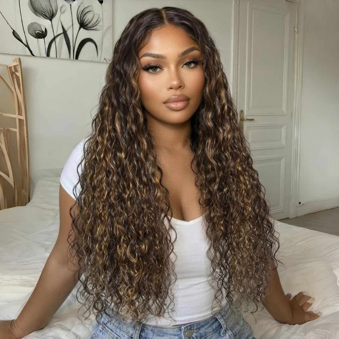 BYE-BYE KNOTS 13X6 HD LACE FRONTAL SUPER PRE-PLUCKED WIG /HIGHLIGHT WATER WAVE