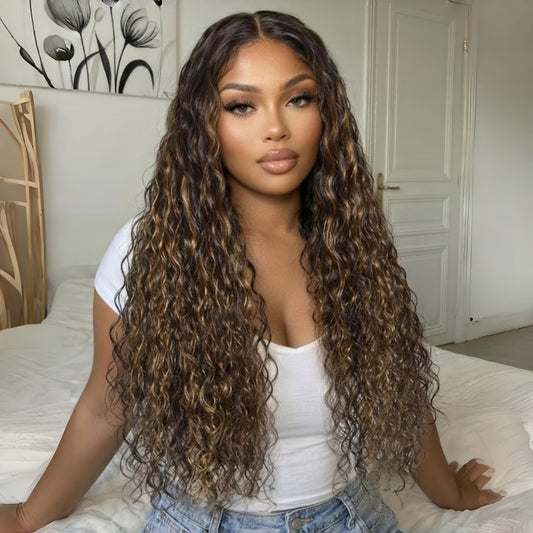 BYE-BYE KNOTS 13X6 HD LACE FRONTAL SUPER PRE-PLUCKED WIG /HIGHLIGHT WATER WAVE