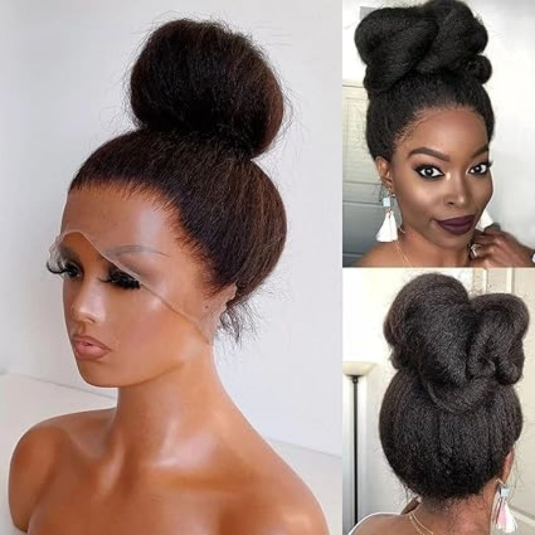 Upgrade 370 Fitted Cap Invisi-Strap HD Lace Preplucked Hairline Wig  Kinky Straight