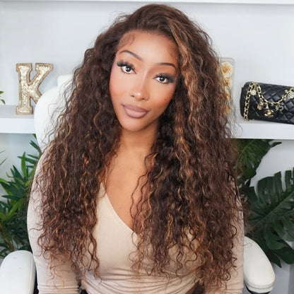 HD LACE 9x6 Lace Parting Super Preplucked Hairline Density Wig Highlight Water Wave