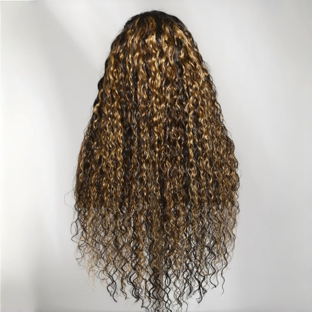 HD LACE 3D Dome Cap 9x6 Super Preplucked with Drawstring Wig Highlight Water Wave