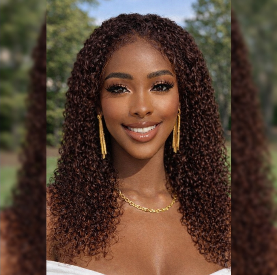 PreCut Lace 360 HD Lace Front Invisi-Strap Wig  Burmese Kinky Curly with Curly Edge