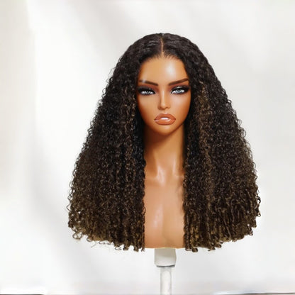 BYE-BYE KNOTS 13X6 HD LACE FRONTAL SUPER PRE-PLUCKED WIG /HIGHLIGHT BURMESE CURLS WITH FINGER COIL ENDS