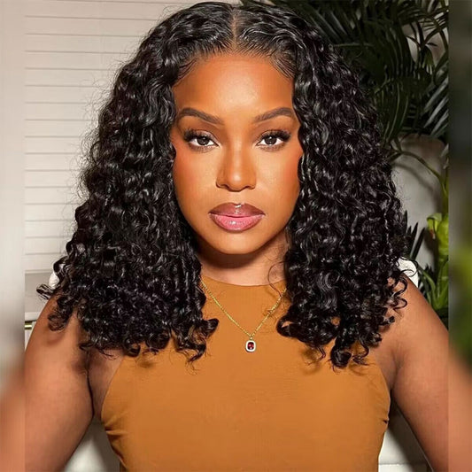 13X4/13X6 LACE FRONT HUMAN HAIR 250% DENSITY WATER WAVE BOB WIG