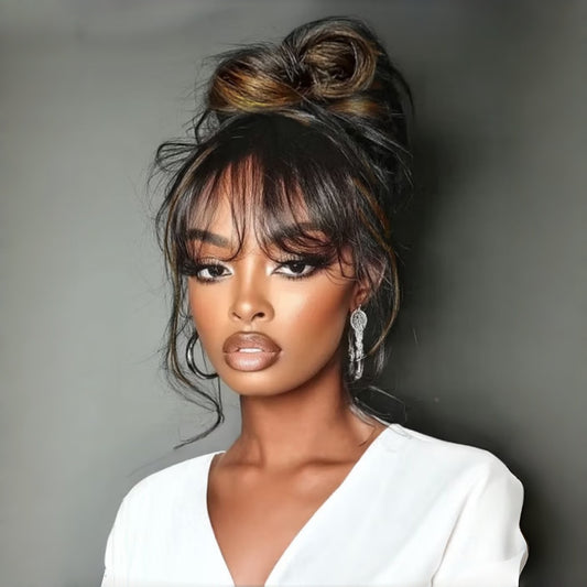 PreCut Lace 360 HD Lace Front Invisi-Strap Hightlight Wig / Body Wave With Bang