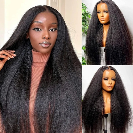 13X4/13X6 LACE FRONT HUMAN HAIR 250% DENSITY BURMESE KINKY STRAIGHT WIG