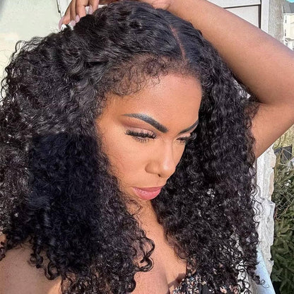 13X6 TRANSPARENT/HD LACE CURLY EDGE BROWN COLOR LIGHT BURMESE CURLY WIG