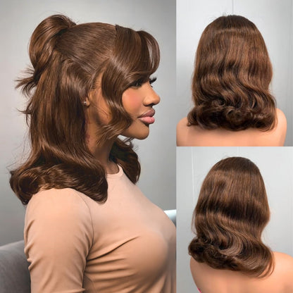 FULL TRANSPARENT/HD LACE PRE-PLUCKED CHOCOLATE BROWN BODY WAVE BOB FULL LACE WIG