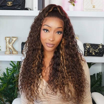 HD LACE 9x6 Lace Parting Super Preplucked Hairline Density Wig Highlight Water Wave