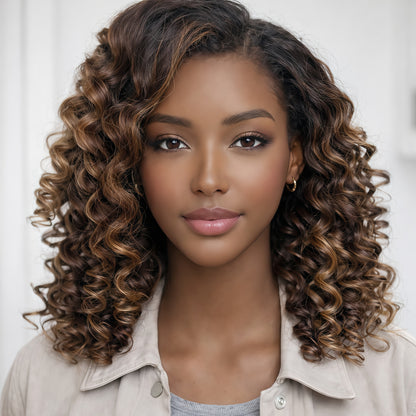 HD LACE 3D Dome Cap 9x6 Super Preplucked with Drawstring Wig Kinky Loose Highlights
