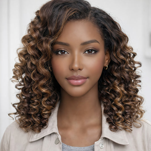 HD LACE 3D Dome Cap 9x6 Super Preplucked with Drawstring Wig Kinky Loose Highlights