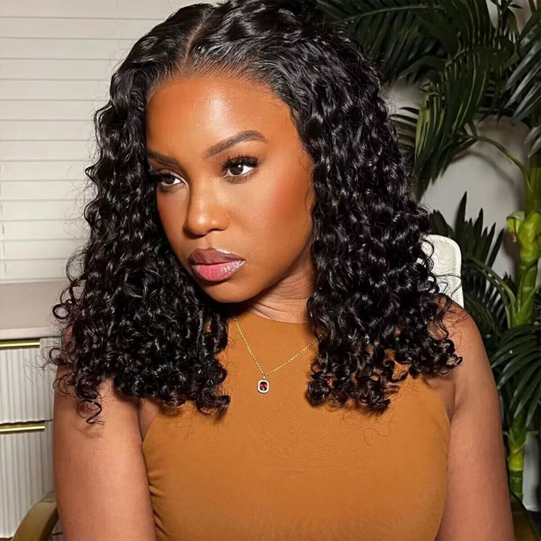 13X4/13X6 LACE FRONT HUMAN HAIR 250% DENSITY WATER WAVE BOB WIG