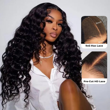 HD LACE 9x6 Lace Parting Super Preplucked Hairline Density Wig Loose Deep Wave
