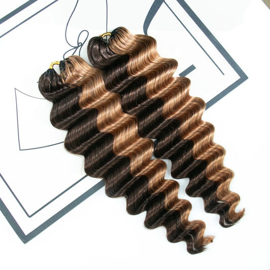 Soft Feather Crochet Braids Hair 100% Human Hair Extensions--#4/#30 Loose Deep Wave
