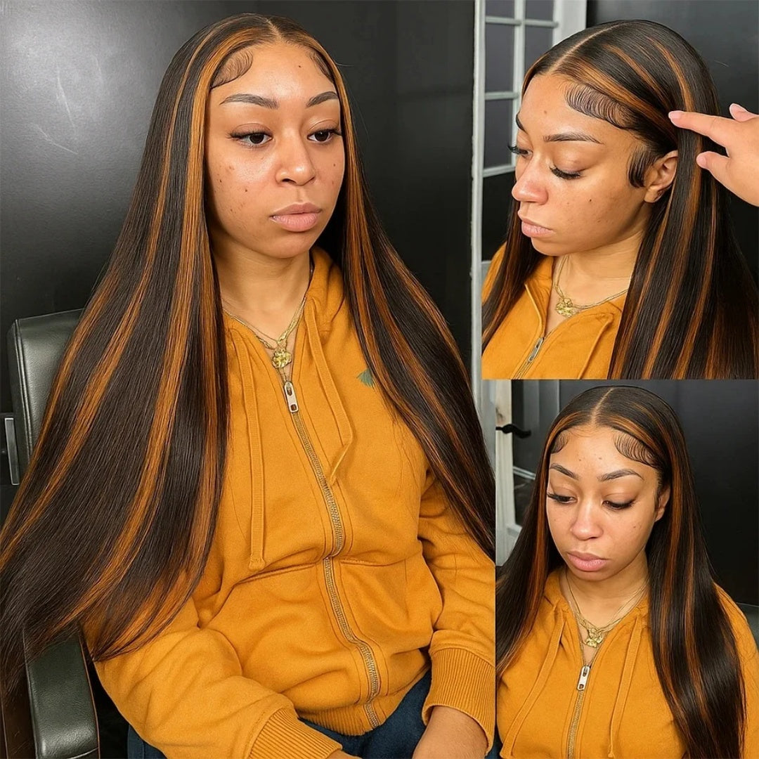 13X4/13X6 Full Frontal Transparent Lace Highlight Color Straight Wig