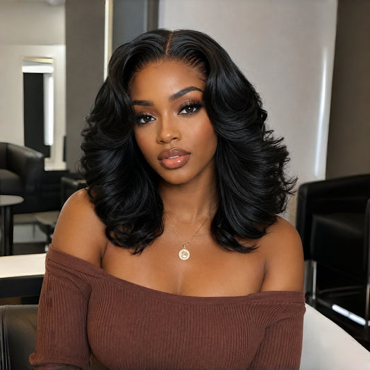 HD LACE 9x6 Lace Parting Super Preplucked Hairline Density Wig Bouncy Wave BOB