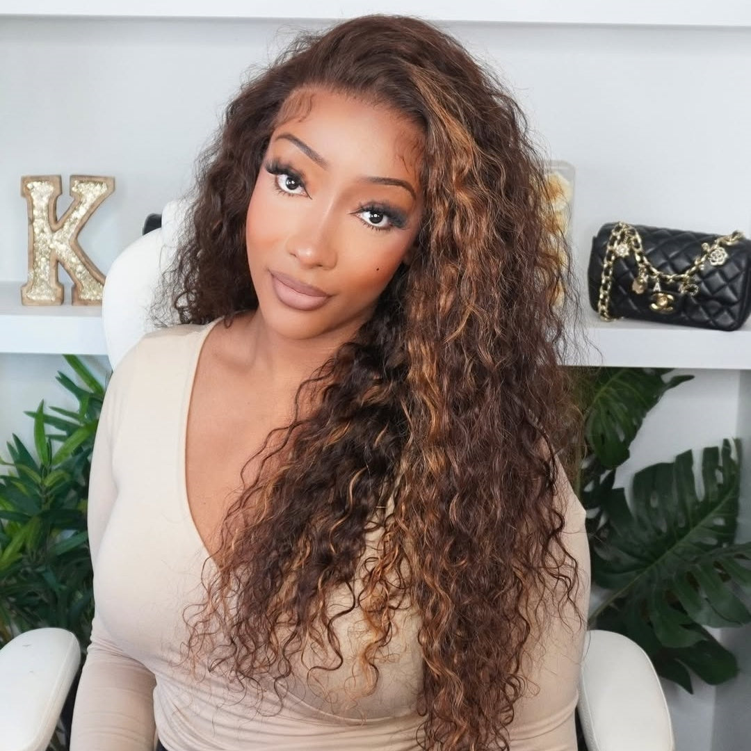 HD LACE 9x6 Lace Parting Super Preplucked Hairline Density Wig Highlight Water Wave