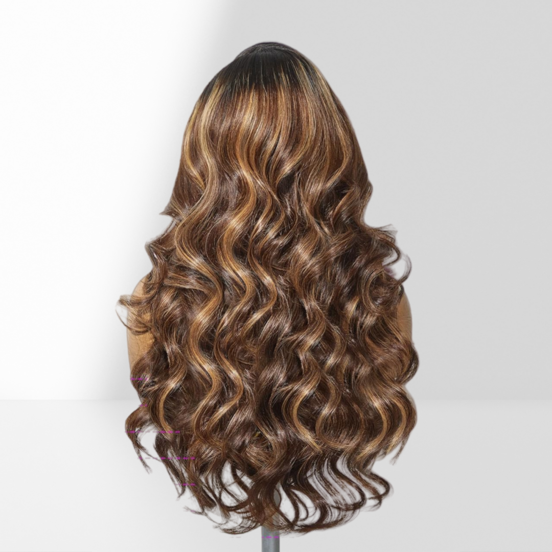 13X4/13X6 TRANSPARENT LACE FRONT HUMAN HAIR WIG HIGHLIGHT BODY WAVE
