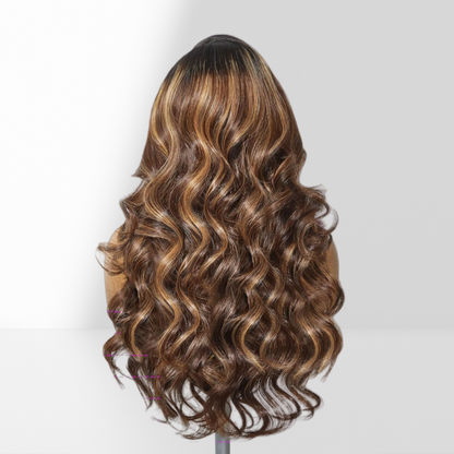 13X4/13X6 TRANSPARENT LACE FRONT HUMAN HAIR WIG HIGHLIGHT BODY WAVE