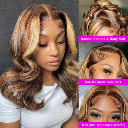 FULL TRANSPARENT/HD LACE PRE-PLUCKED HONEY BLONDE BODY WAVE BOB FULL LACE WIG
