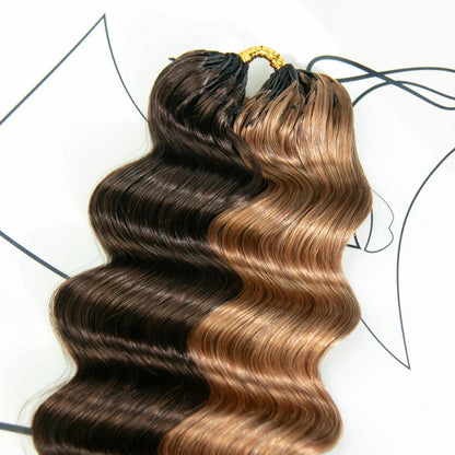 Soft Feather Crochet Braids Hair 100% Human Hair Extensions--#4/#30 Loose Deep Wave