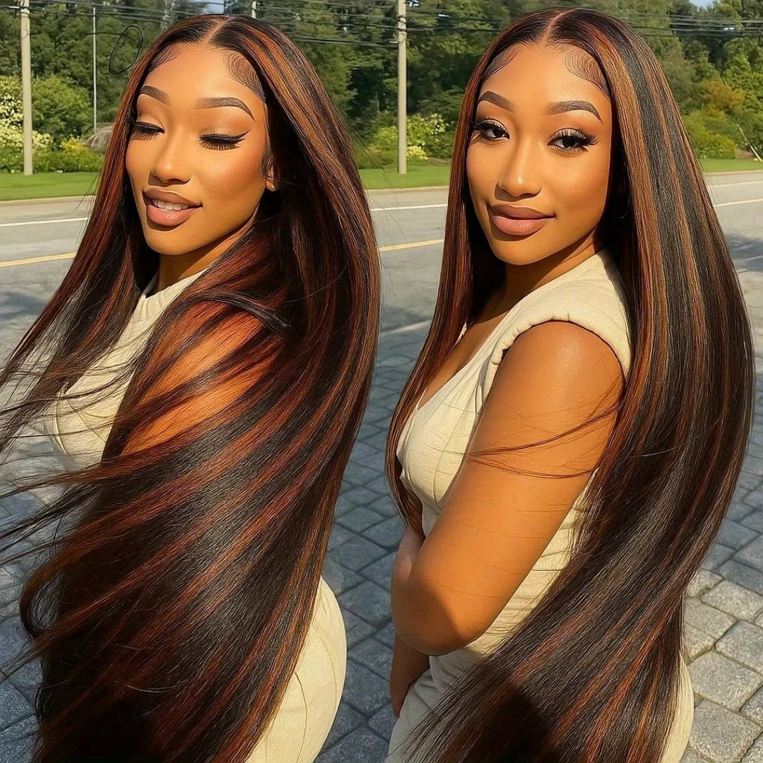 13X4/13X6 Full Frontal Transparent Lace Highlight Color Straight Wig