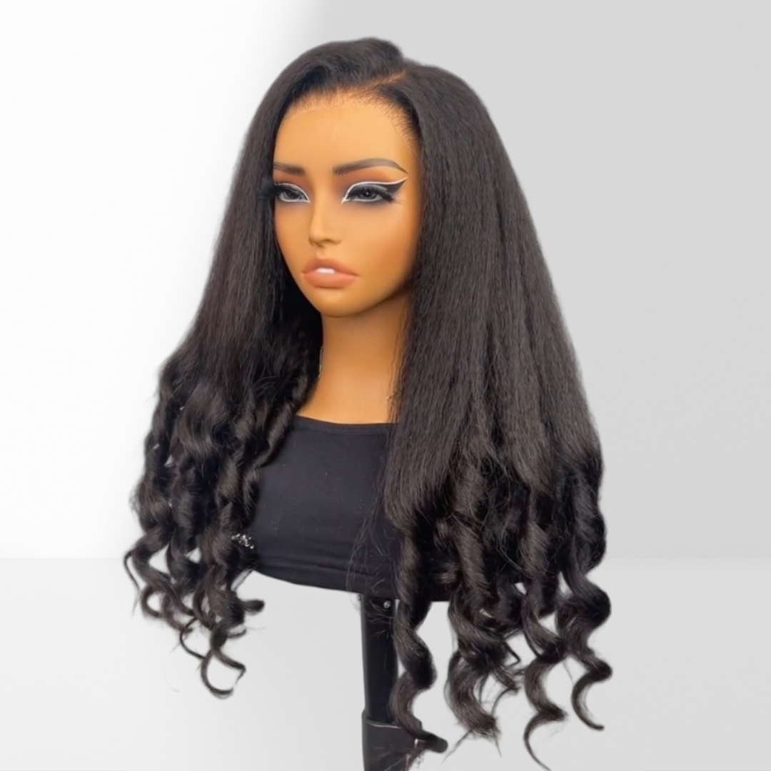 13X6  FIT 2.0 HD LACE FRONT SUPER PRE-PLUCKED WIG / KINKY STRAIGHT WITH SPIRAL ENDS