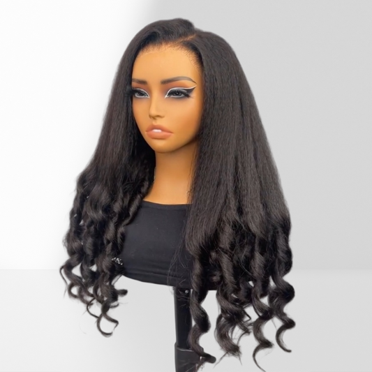 13X6  FIT 2.0 HD LACE FRONT SUPER PRE-PLUCKED WIG / KINKY STRAIGHT WITH SPIRAL ENDS