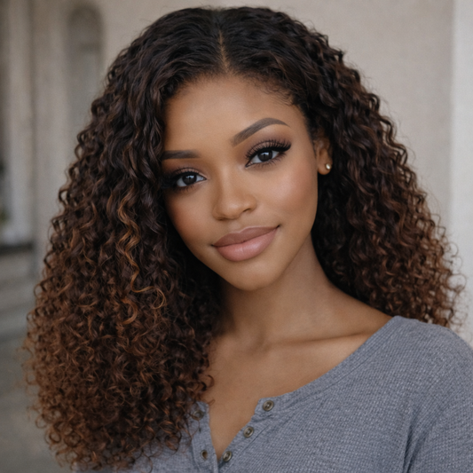 HD LACE 3D Dome Cap 9x6 Super Preplucked with Drawstring Wig Ombre Brown Spiral Curly