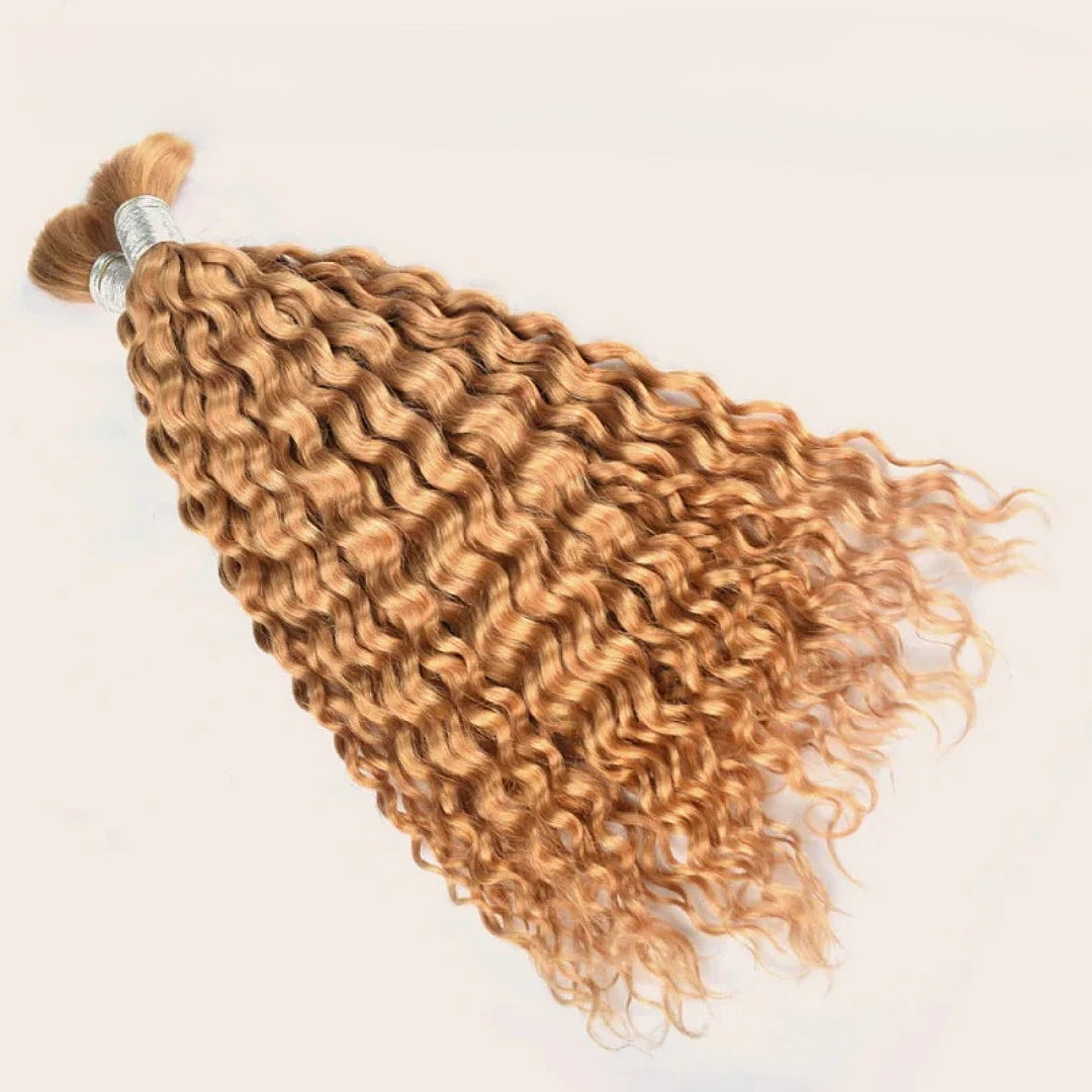 Bulk Hair for Braiding 100% Human Hair Braid Extensions #27 Honey Blonde Deep Wave