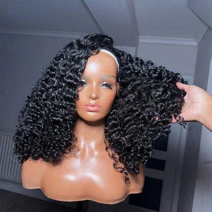 Upgrade 3 IN 1 Half Wig With Drawstring Burmese Curls Glueless Human Hair Wig