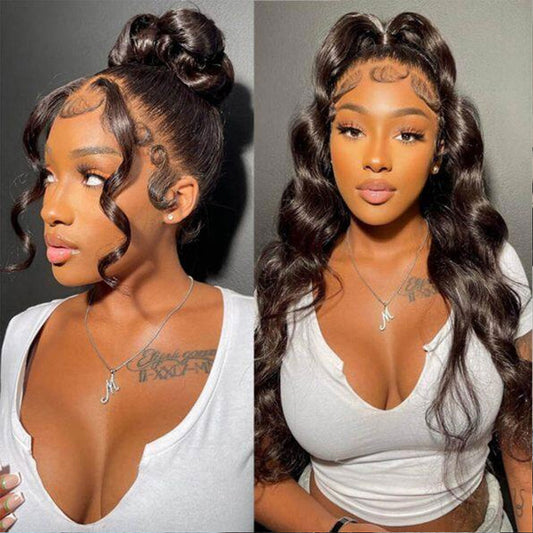 BYE-BYE KNOTS 360 HD LACE FAKE SCALP BODY WAVE WIG / Invisi-Strap
