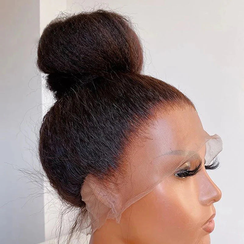 UPGRADED FULL LACE (WITHOUT MESH) TRANSPARENT LACE Kinky Straight INVISI-STRAP WIG