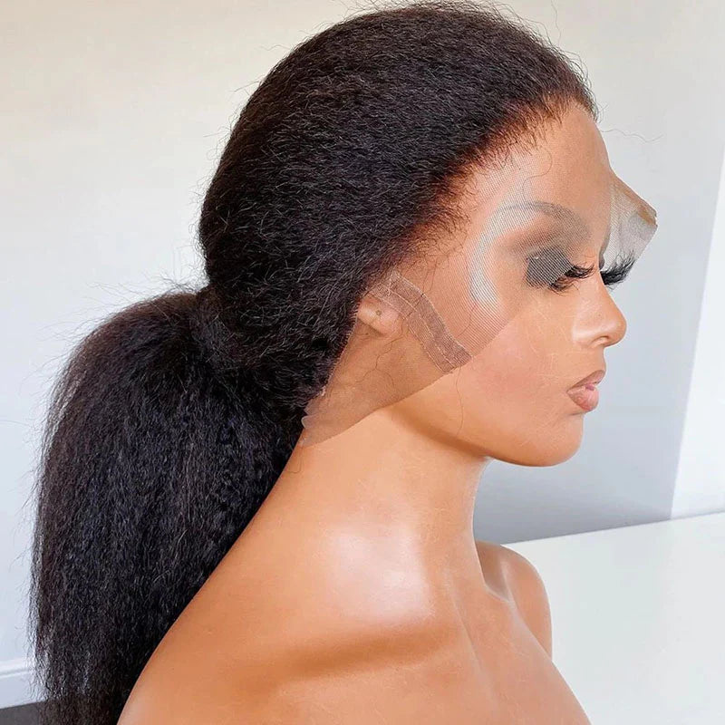 UPGRADED FULL LACE (WITHOUT MESH) TRANSPARENT LACE Kinky Straight INVISI-STRAP WIG