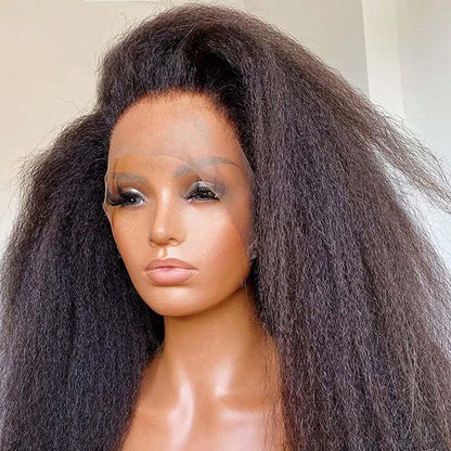 UPGRADED FULL LACE (WITHOUT MESH) TRANSPARENT LACE Kinky Straight INVISI-STRAP WIG