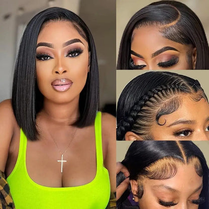 V Part Wig Straight Bob Glueless Human Hair Wig