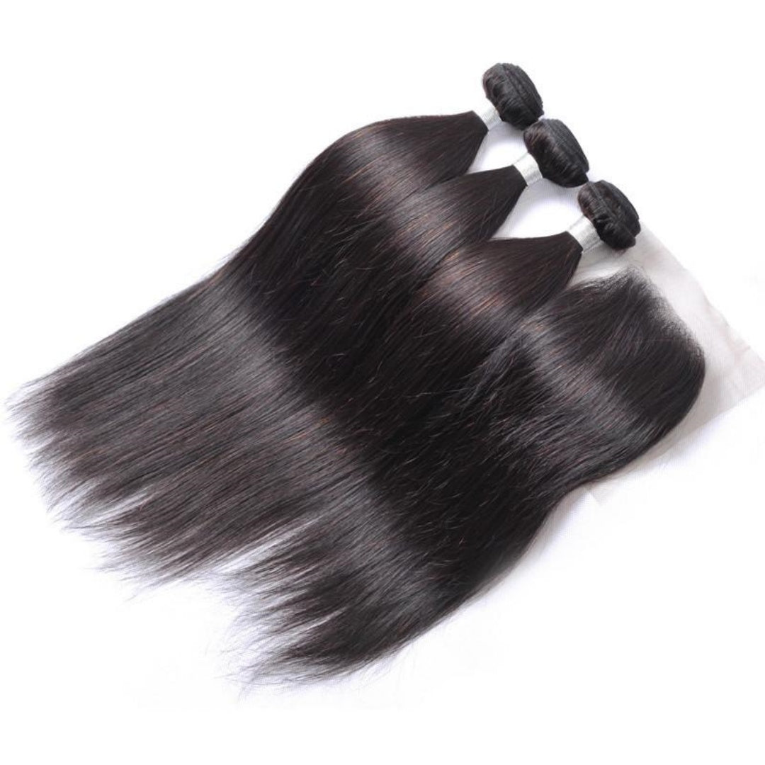 Swiss Lace HD Lace 5x5 Closure With Bundles Straight 3 Bundles Can Be Presewed into Wigs For Free