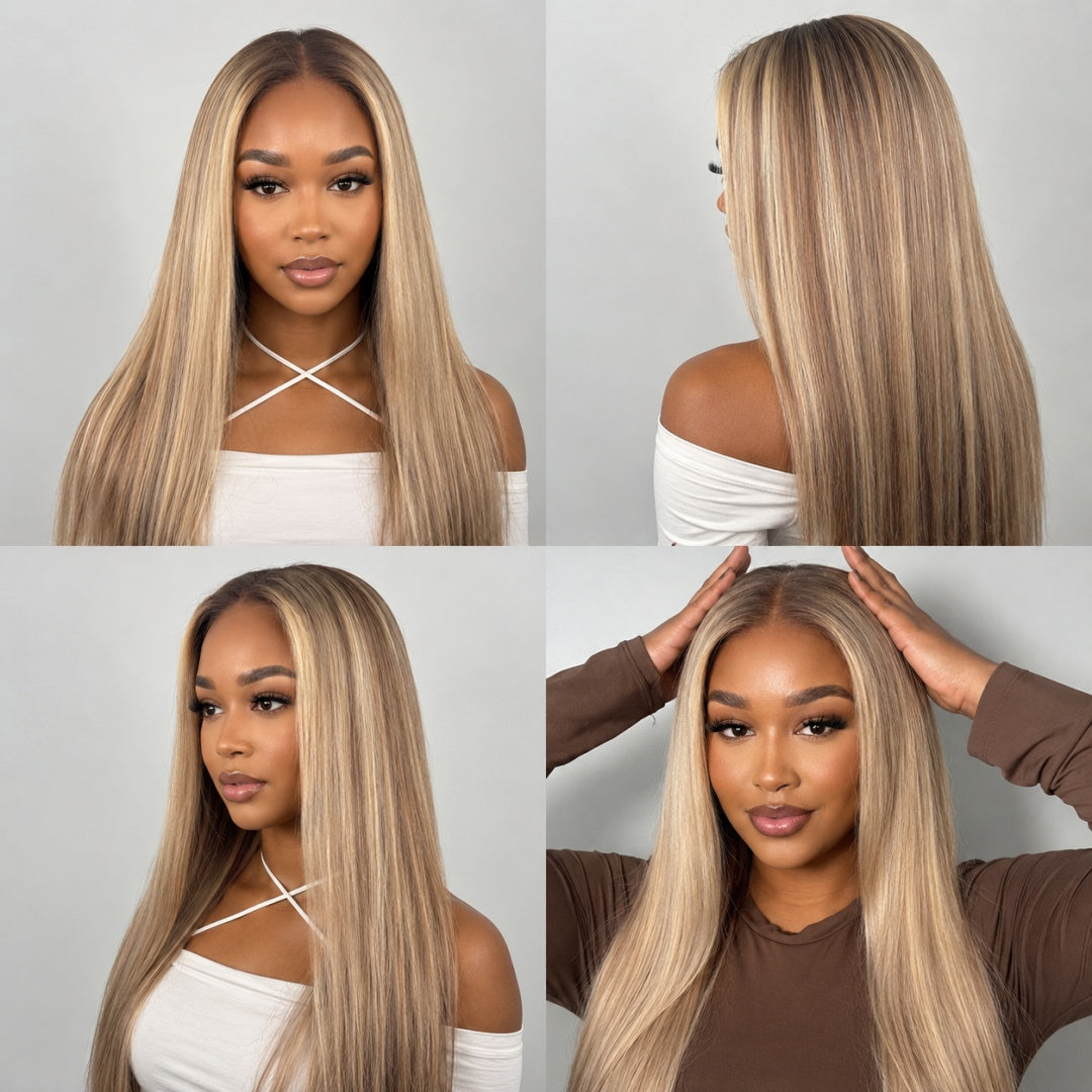 P18/613 13X4/13X6 LACE FRONT HUMAN HAIR HIGHLIGHT STRAIGHT WIG