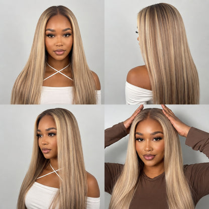 P18/613 13X4/13X6 LACE FRONT HUMAN HAIR HIGHLIGHT STRAIGHT WIG