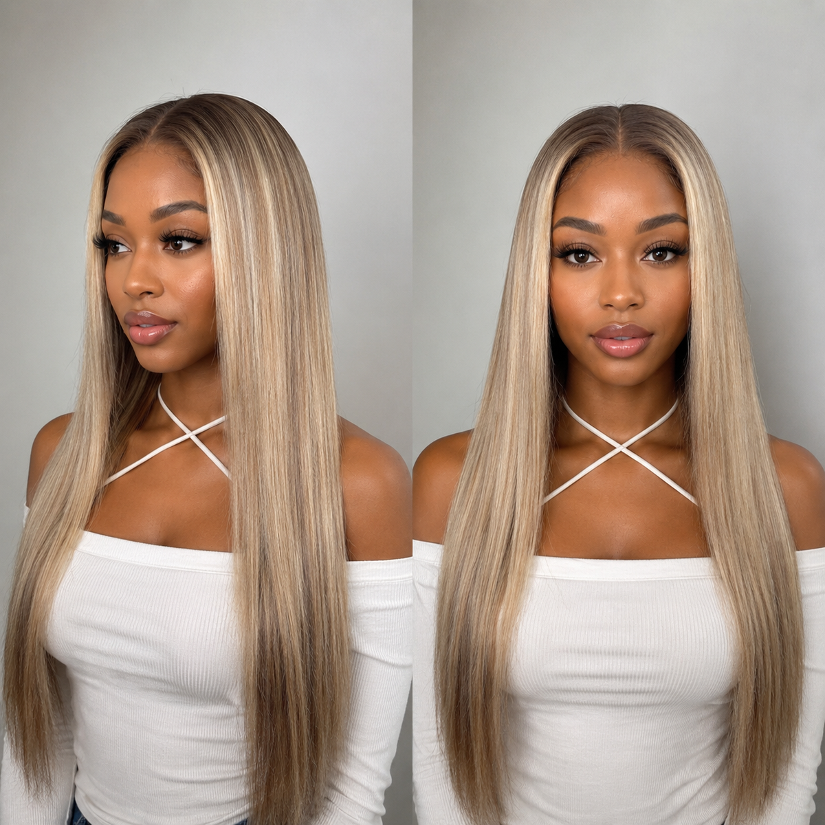 P18/613 13X4/13X6 LACE FRONT HUMAN HAIR HIGHLIGHT STRAIGHT WIG